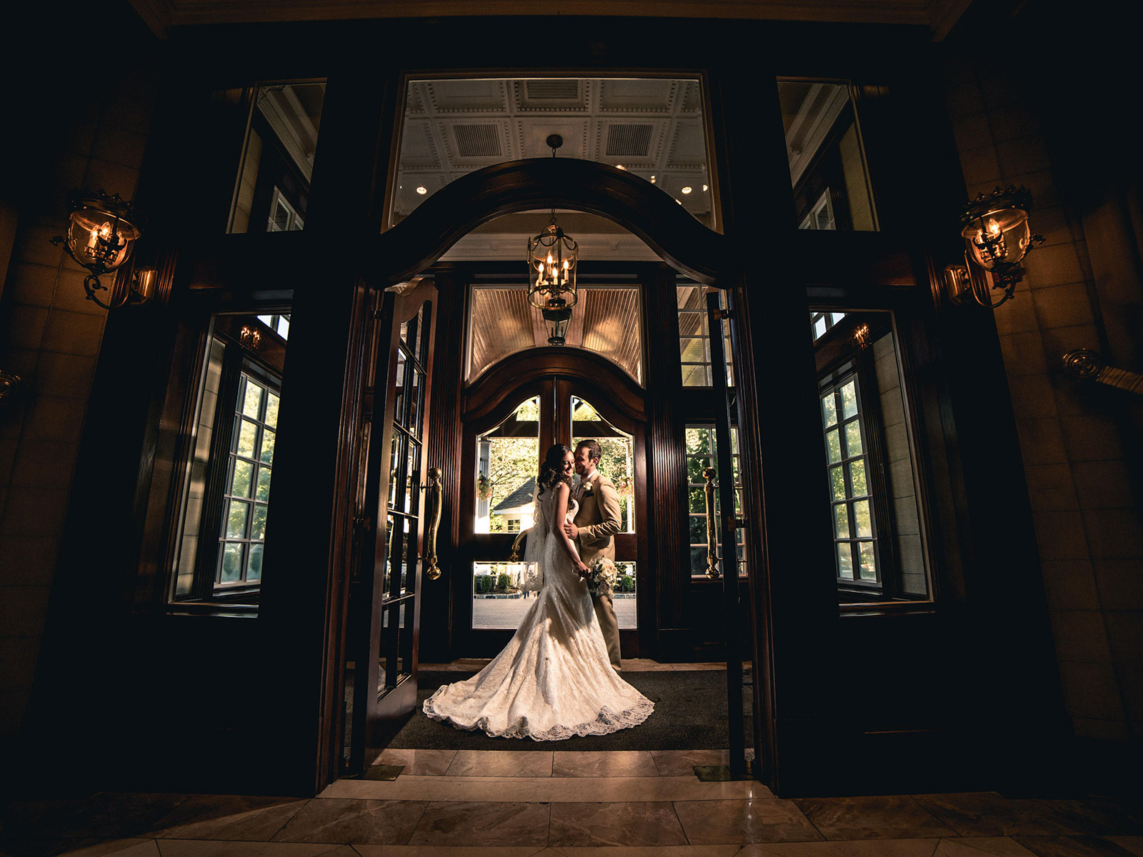 Couple in front of Watermill entrance