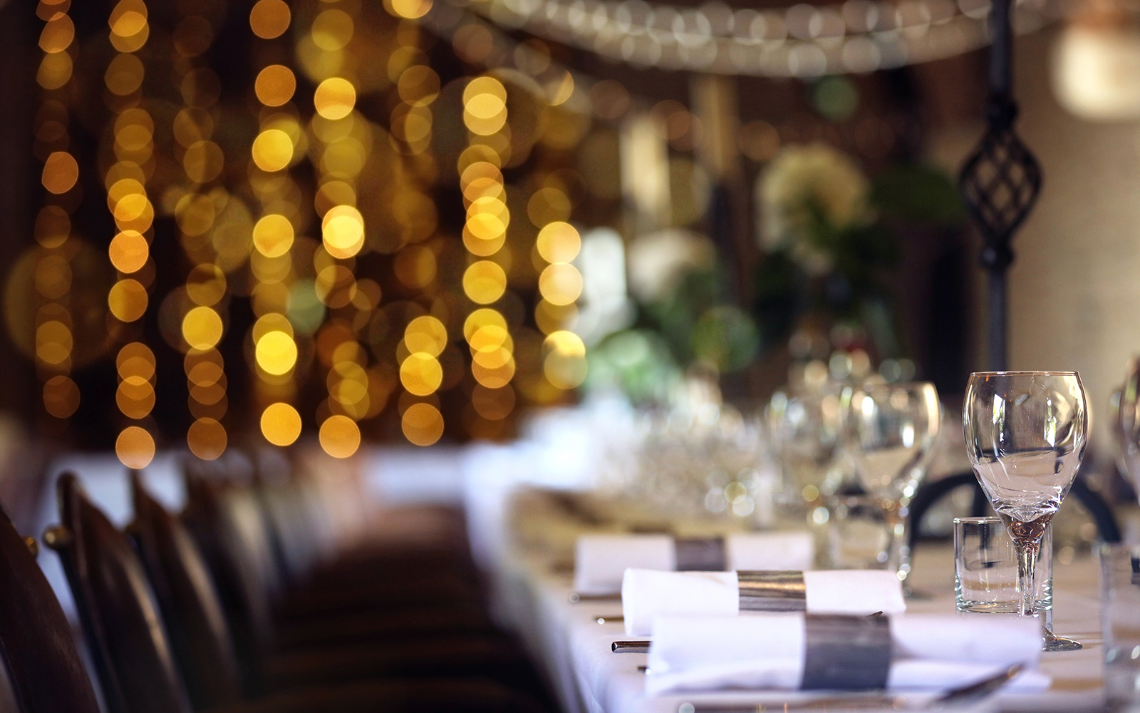 up close shot of dining room table at venue